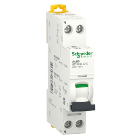 Disjoncteur Phase + neutre - 10 A - courbe C - 4,5kA - Vis/Vis - A9P71610 - Schneider