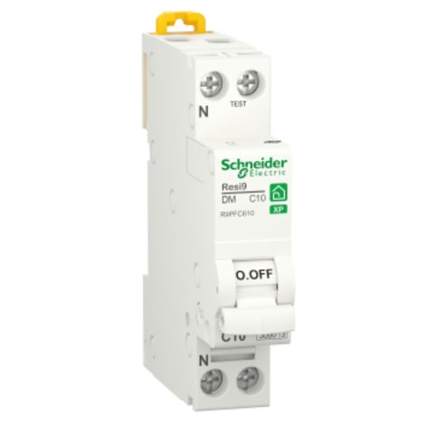 Disjoncteur Phase + neutre - 10 A - courbe C - Peignable - Vis/Vis - R9PFC610 - Schneider