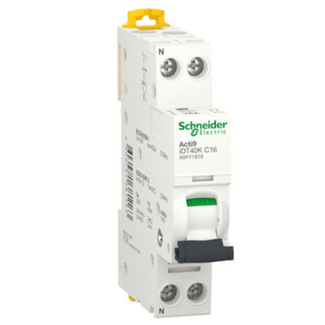 Disjoncteur Phase + neutre - 16 A - courbe C - 4,5kA - Vis/Vis - A9P71616 - Schneider