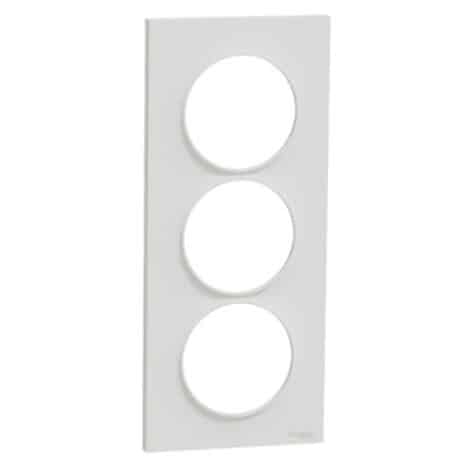 Plaque de finition - Blanc - 3 postes - Verticale - Odace - S520716 - Schneider
