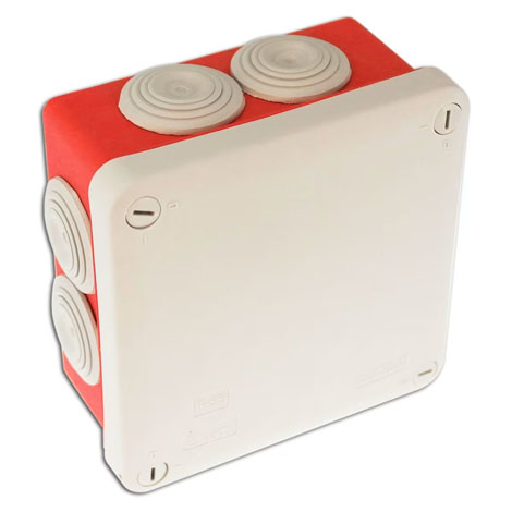 Boîte de dérivation étanche IP55 à fond rouge - 105 x 105 x 55 mm - 50104 - Eur'ohm