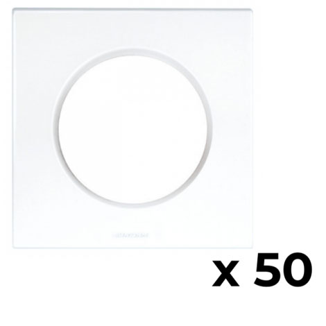 Pack de 50 Plaques de finition 1 poste - Blanc - Square - 60296 - Eur'Ohm
