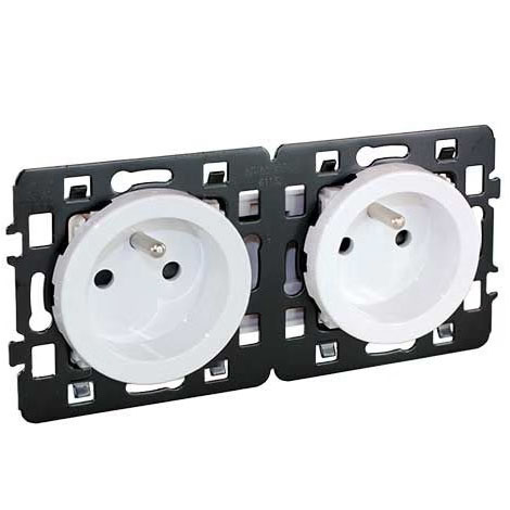 Prise de courant 2P+T - 2 postes - Blanc - Square - 60263 - Eur'Ohm