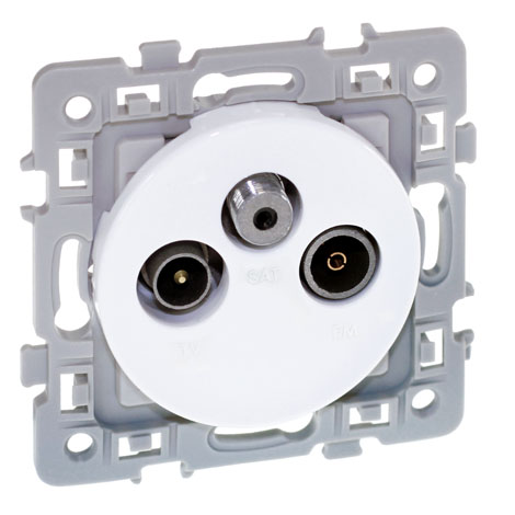 Prise TV/FM/SAT - 1 poste - Blanc - Square - 60266 - Eur'Ohm