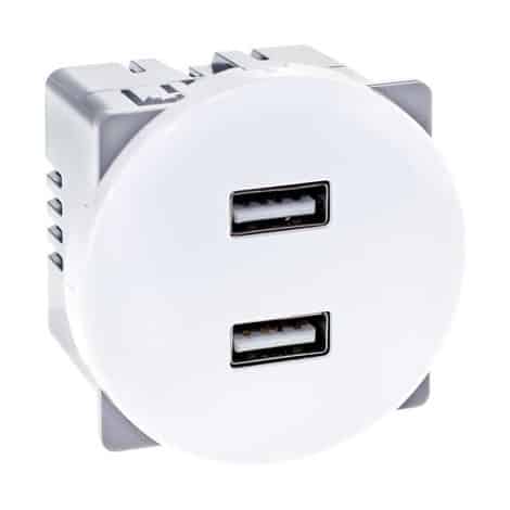 Prise double USB - Type A - Blanc - Comète - 61129 - Eur'Ohm