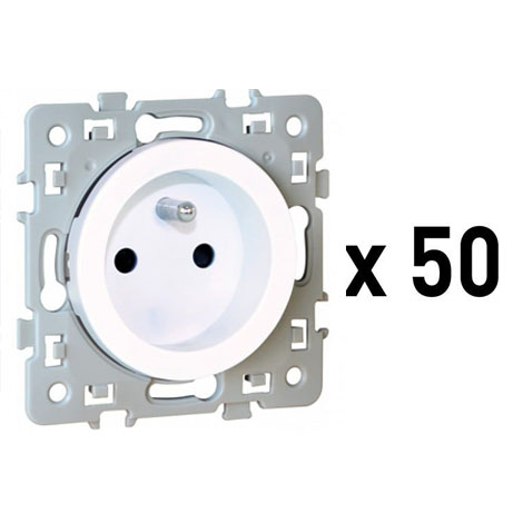 Lot de 50 prises de courant 2P+T - blanc - Square - 60269 - Eur'Ohm