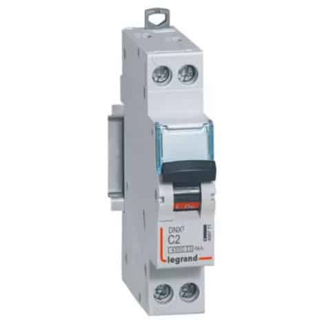 Disjoncteur Phase + Neutre - courbe C - Vis/Vis - 2A - 406771 - Legrand