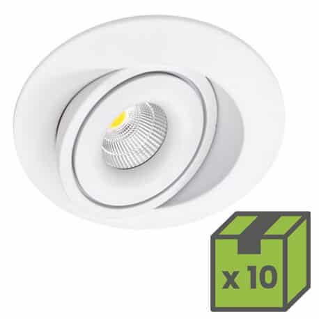 Lot de 10 Spots encastrés orientables LED Swing blanc CTC - 7W - 2700K/3000K/4000K - SWI7WCTC - Asled