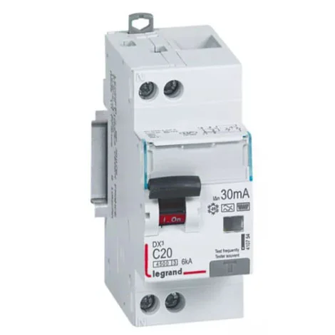 Disjoncteur différentiel DX3 4500 - 6 KA - Courbe C - Type F - 30mA - Vis/Vis - 410754 - Legrand