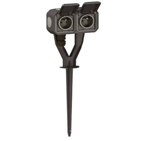 Piquet de jardin avec 2 prises 2p+T précâblées étanches - Anthracite - Plexo - Complet - 069749L - Legrand