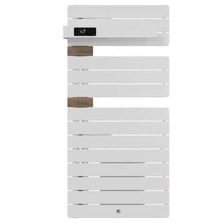 Sèche-serviettes - Allure 4 - Avec Soufflerie - Blanc brillant - Entretoise chêne clair - Mât à gauche - 1500 W - 483308 - Thermor
