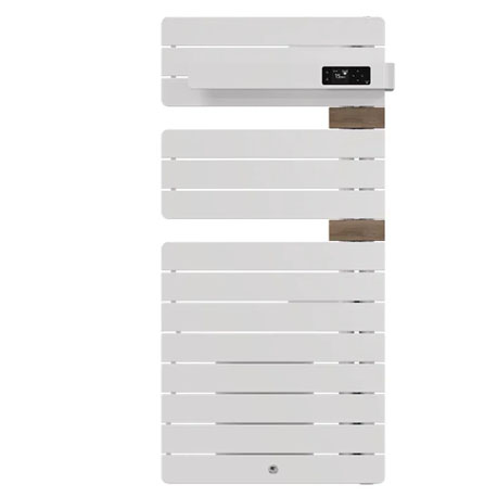 Sèche-serviettes - Allure 4 - Avec Soufflerie - Blanc brillant - Entretoise chêne clair - Mât à droite - 1500 W - 483309 - Thermor