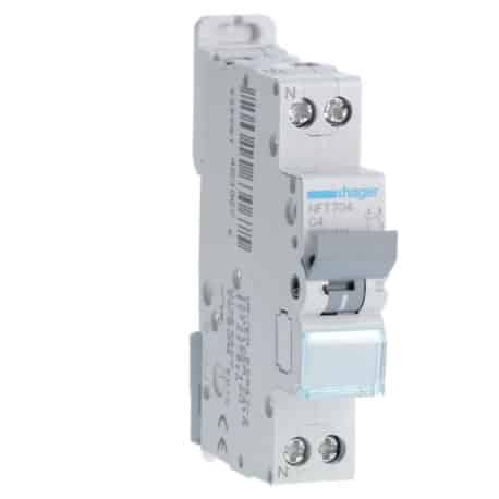 Disjoncteur 4A - 1 P+N - Courbe C - Vis/Vis - NFT704 - Hager
