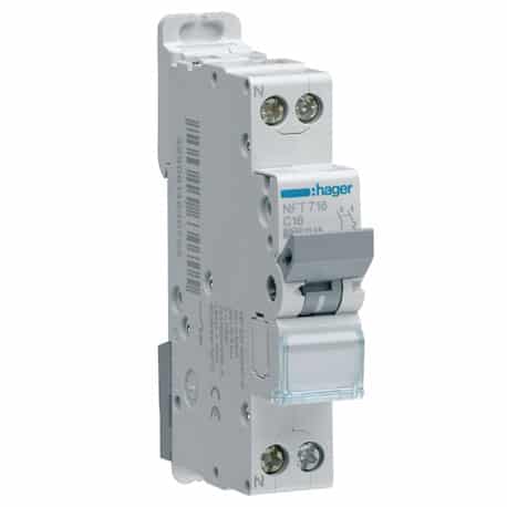 Disjoncteur 16A - 1 P+N - Courbe C - Vis/Vis - NFT716 - Hager