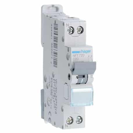 Disjoncteur 20A - 1 P+N - Courbe C - Vis/Vis - NFT720 - Hager