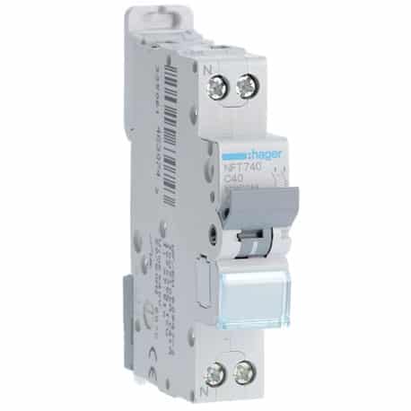 Disjoncteur 40A - 1 P+N - Courbe C - Vis/Vis - NFT740 - Hager