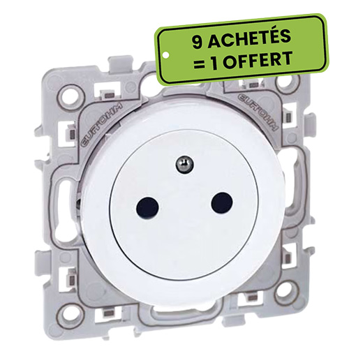 Prise de courant 2P+T affleurante - 1 poste - Blanc - Square - 60239 - Eur'Ohm