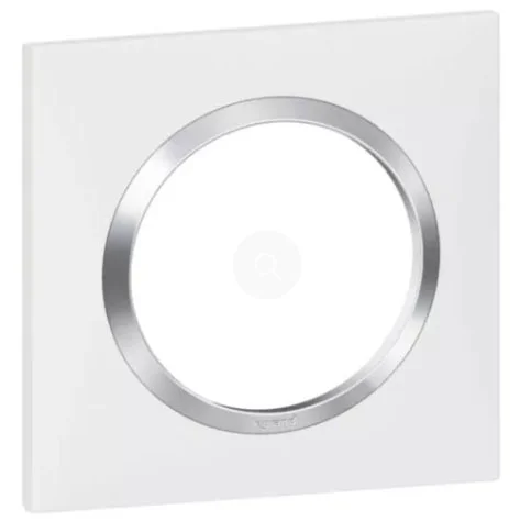 Plaque de finition carrée - 1 Poste - Blanc bague effet chromé - Dooxie - 600841 - Legrand