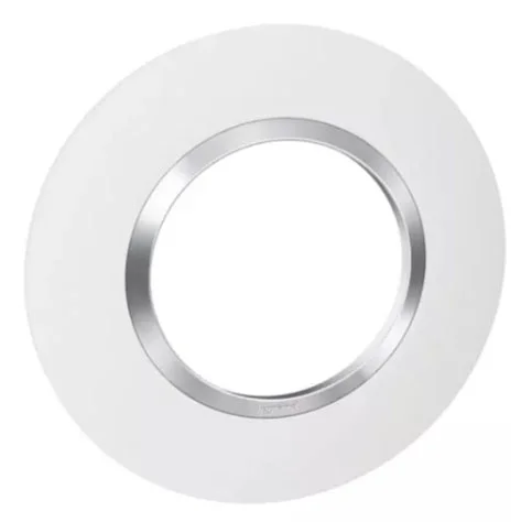 Plaque de finition ronde - 1 Poste - Blanc bague effet chromé - Dooxie - 600973 - Legrand